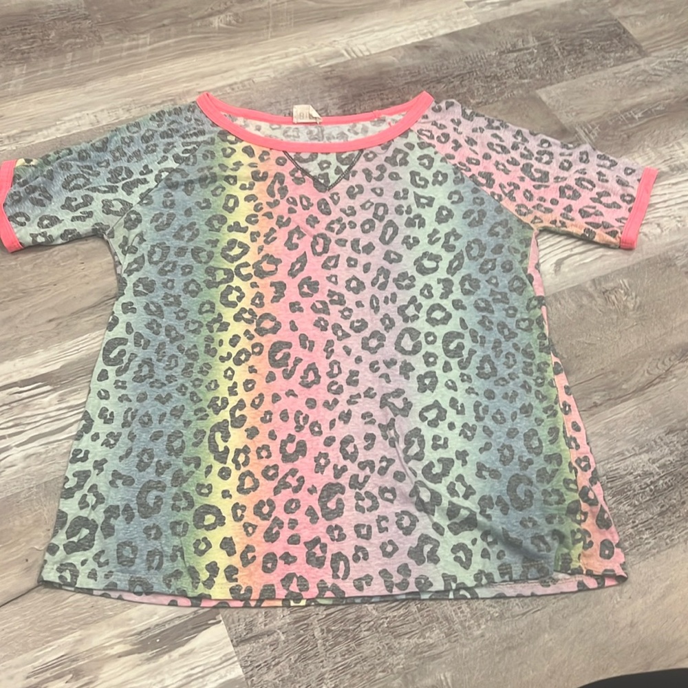 Bibi Colorful Leopard Womens Top Size S